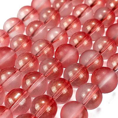 Frosted Transparent Glass Bead Strands GLAA-P065-10mm-06-1