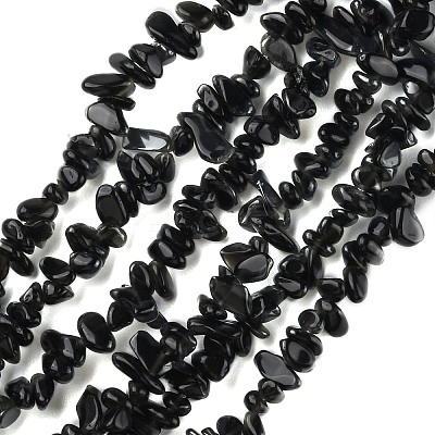 Natural Obsidian Beads Strands G-G0003-B33-1