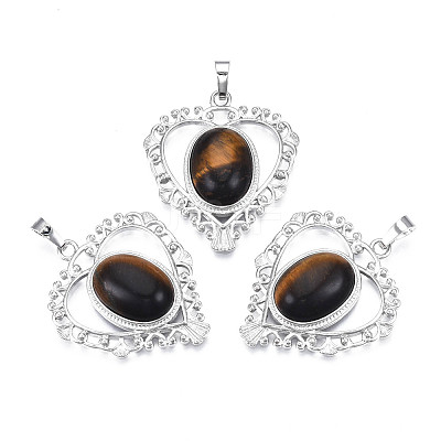 Natural Tiger Eye Pendants G-S274-12L-1