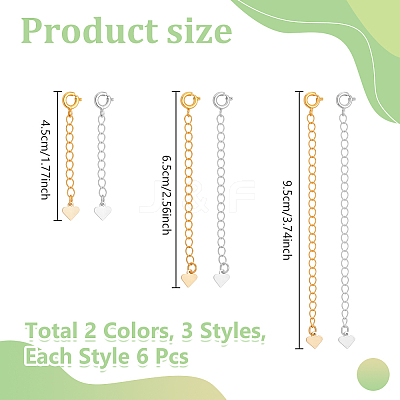 18Pcs 6 Styles Brass Chain Extender FIND-NB00002-1