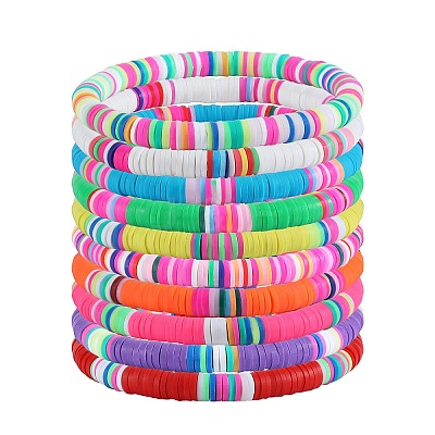 10Pcs Polymer Clay Bracelets BJEW-SW001601-1