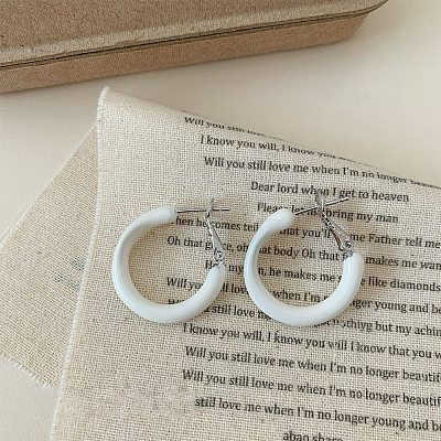 Alloy Epoxy Hoop Earrings FS-WG979F0-03-1