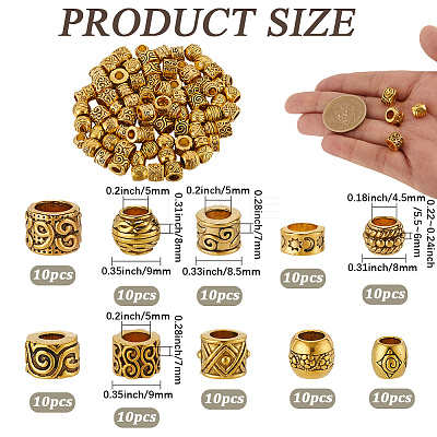 100Pcs 10 Styles Alloy European Beads FIND-SP0003-95-1