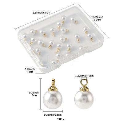 24Pcs ABS Plastic Imitation Pearl Charms KK-FS0001-78-1