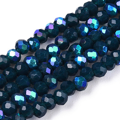 Electroplate Opaque Solid Color Glass Beads Strands EGLA-A034-P2mm-L07-1
