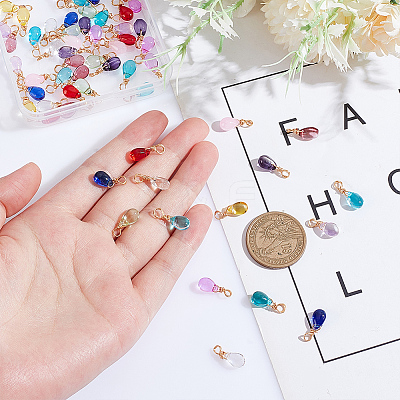 12Pcs 12 Color Glass Charms PALLOY-AB00038-1