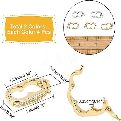8Pcs 2 Colors Brass Peanut Twister Clasp KK-CA0003-05-1