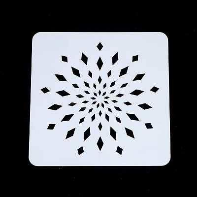 Flower Pattern Eco-Friendly PET Plastic Hollow Painting Silhouette Stencil DRAW-PW0008-04H-1