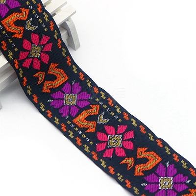 Flat Ethnic Style Embroidery Polyester Ribbons PW-WG39693-07-1