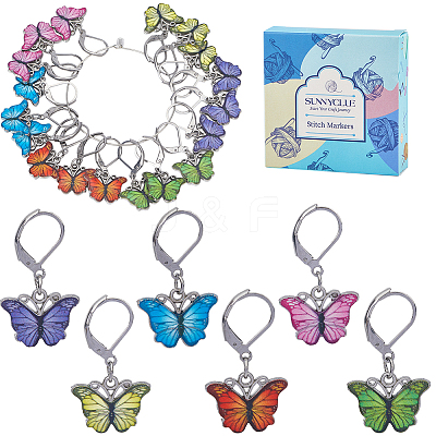 24Pcs 6 Colors Alloy Enamel Pendant Decorations HJEW-SC00046-1