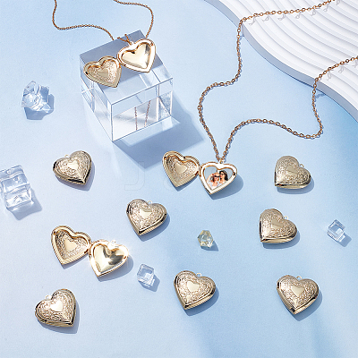 12Pcs Rack Plating Brass Locket Pendants KK-UN0005-92-1