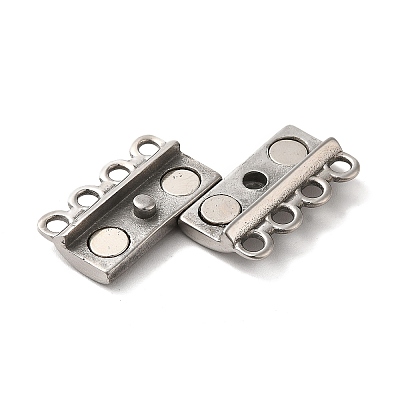 Non-Tarnish 304 Stainless Steel Multi-Strands Magnetic Slide Clasps X-STAS-P325-05P-1