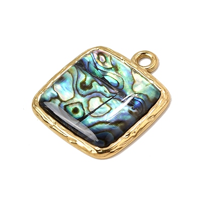 304 Stainless Steel & Natural Paua Shell Pendants SH-CBA7184-01G-G-1
