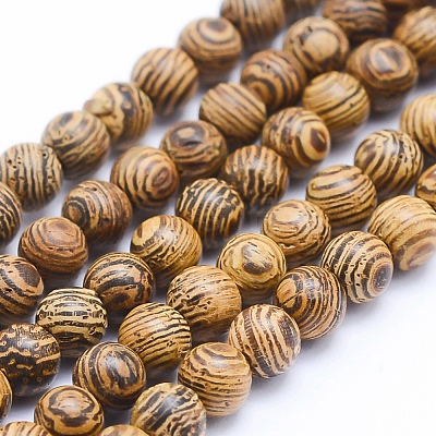 Natural Wenge Wood Beads Strands X-WOOD-P011-05-8mm-1