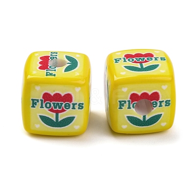 Printed Opaque Acrylic Beads SACR-A009-01E-1