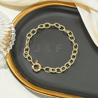 7MM Brass Textured Cable Chain Bracelets BJEW-JB14261-1