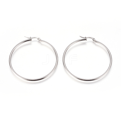 Tarnish Resistant 201 Stainless Steel Big Hoop Earrings EJEW-F237-02C-P-1