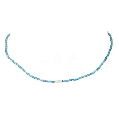 2MM Faceted Round Natural Apatite Beaded Necklaces NJEW-JN05918-02-1