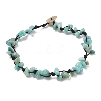 Chip Natural Amazonite Beaded Anklets AJEW-PH01371-09-1