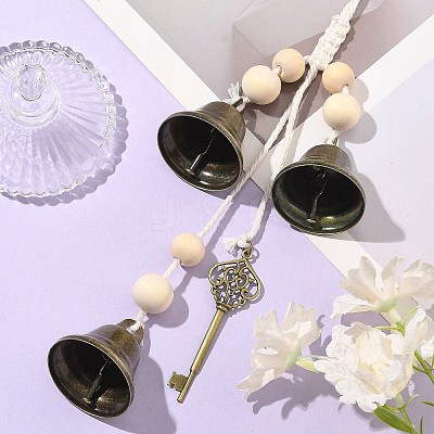 Iron Bell & Alloy Ksy Charm Hanging Ornaments HJEW-JM02471-1