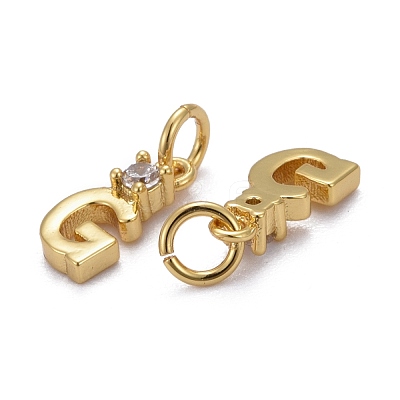 Brass Micro Pave Clear Cubic Zirconia Pendants ZIRC-Z011-35G-1