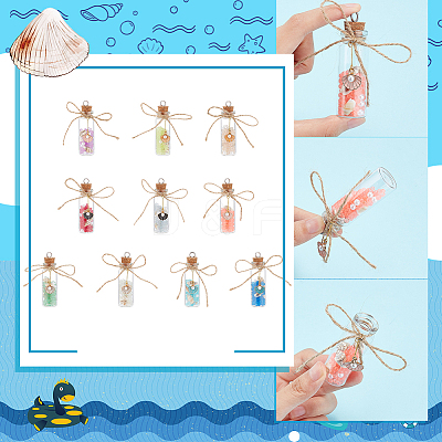 Luminous Beaded in Glass Bottle Pendant Decorations HJEW-AB00276-1
