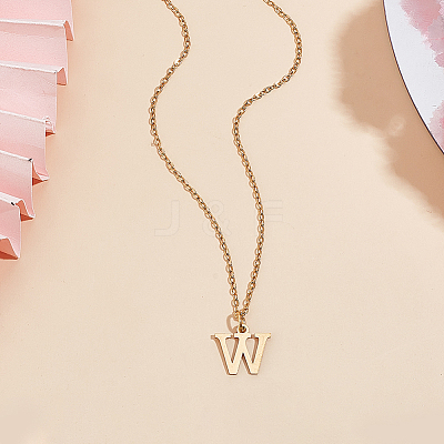 304 Stainless Steel Letter Pendant Necklaces NJEW-LP0001-53W-G-1