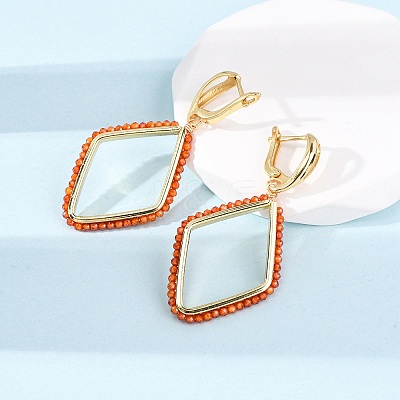 Rack Plating Brass Cubic Zirconia Rhombus Hoop Earrings EJEW-L303-02G-1