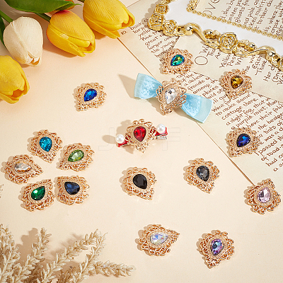 32Pcs 16 Colors Glass Rhinestone Cabochons FIND-PH0018-68-1
