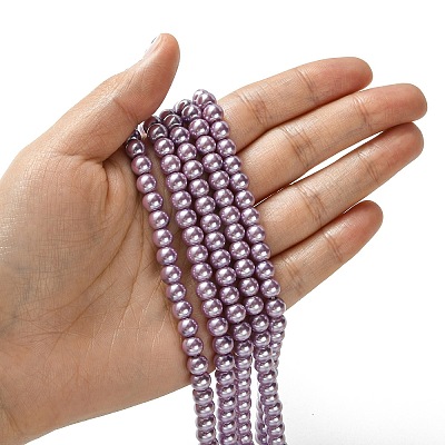Eco-Friendly Dyed Glass Pearl Beads Strands HY-A008-6mm-RB056-1