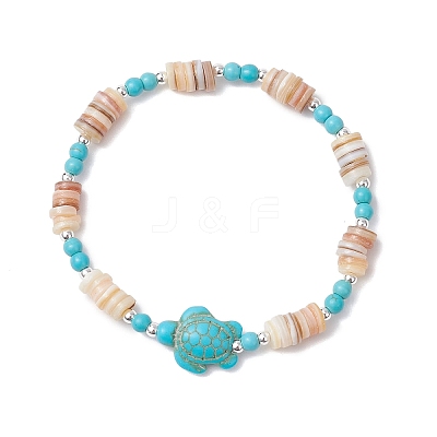 3Pcs Natural Freshwater Shell Beaded Stretch Bracelets BJEW-JB11804-1