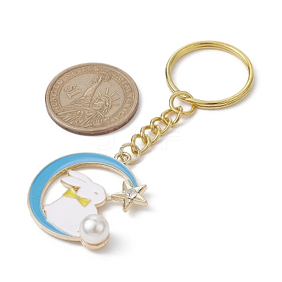 Moon with Rabbit Alloy Enamel Pendant Keychain KEYC-JKC00623-03-1