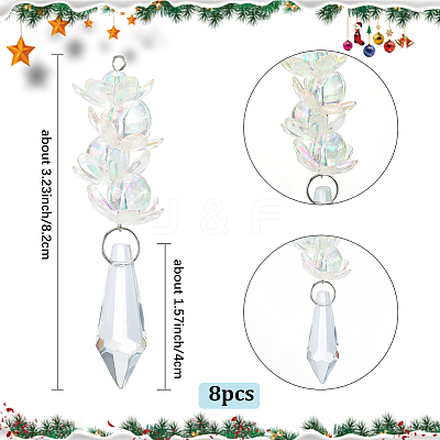8Pcs Glass Pendants PALLOY-SP00008-1