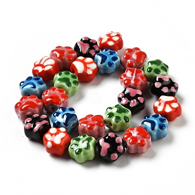 Handmade Printed Porcelain Beads PORC-F005-02-1