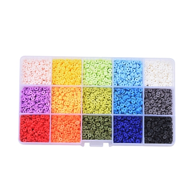 15 Colors Handmade Polymer Clay Beads CLAY-X0011-02-1