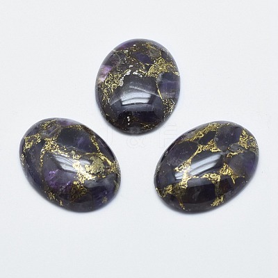 Brass Line Amethyst Cabochons X-G-E464-42F-1