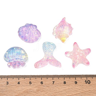 Gradient Color Marine Organism Theme Transparent Resin & Sequin Cabochons RE-CBA1A08-01-1