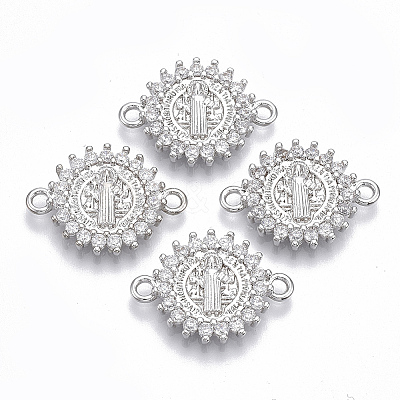 Brass Micro Pave Cubic Zirconia Links connectors X-ZIRC-T005-035B-P-1