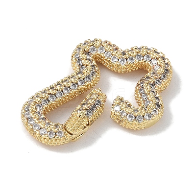 Rack Plating Brass Micro Pave Cubic Zirconia Twister Clasps KK-NH0002-13G-01-1