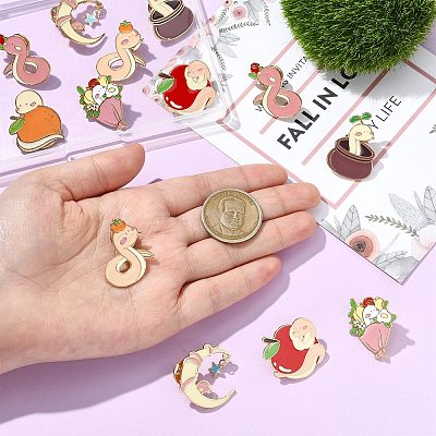 14Pcs 7 Styles Snake Enamel Pins JEWB-CJ0001-55-1