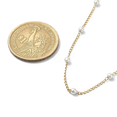 Glass Pearl Round Beaded Chain Necklace NJEW-JN04336-1