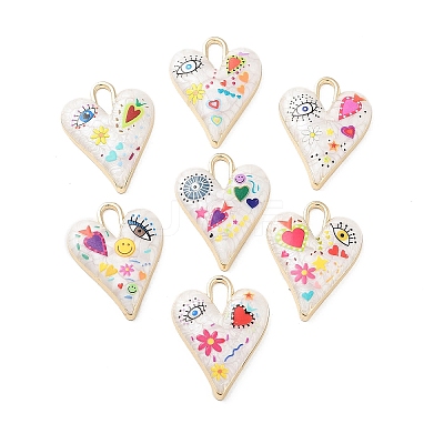 Rack Plating Alloy Enamel Pendants FIND-C050-09G-1