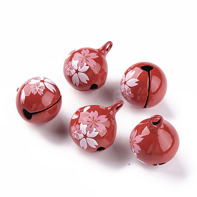 Baking Paint Brass Bell Pendants X-KKB-S002-019B-1