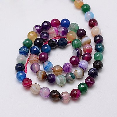 Natural Striped Agate/Banded Agate Beads Strands G-G581-6mm-17-1
