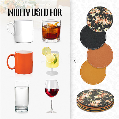 Magibead 8Pcs 4 Styles PU Leather Cup Mats AJEW-MB0001-09A-1
