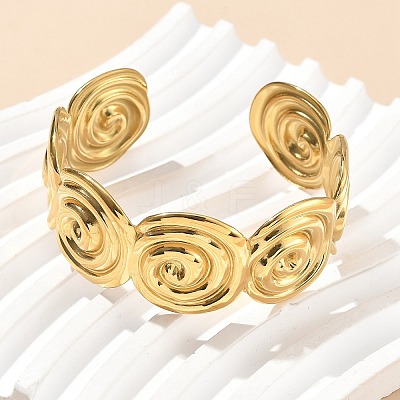 304 Stainless Steel Cuff Bangles for Women AJEW-P127-18G-1