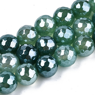 Electroplate Natural Agate Beads Strands G-T131-55-18-1