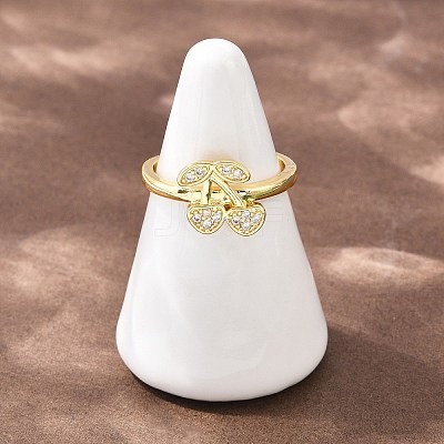 Brass Micro Pave Cubic Zirconia Cuff Rings for Women RJEW-B153-03G-1