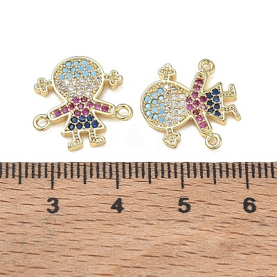 Brass Micro Pave Colorful Cubic Zirconia Connector Charms for Jewelry Making CU-CBAAA59-01G-06-1