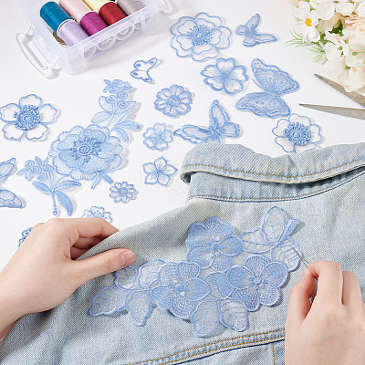 16Pcs 16 Styles Embroidery Lace Appliques DIY-GA0007-45-1